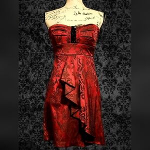 Sequin Hearts Strapless Mini Dress with Black Detail